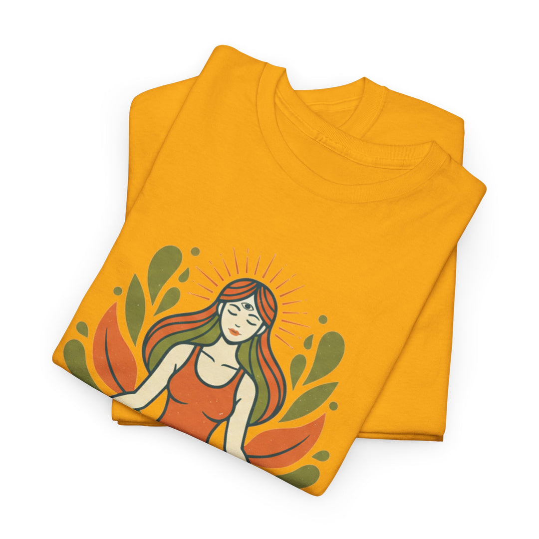 Yoga Meditation Tee – soft, breathable cotton designed for meditation and yoga practice. Comfortable, relaxed fit perfect for studio or casual wear.