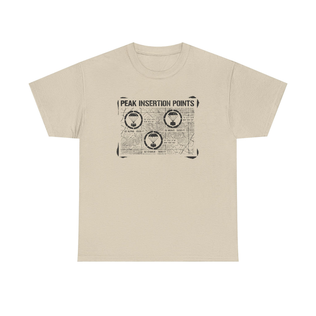 Retro Mountain Schematic Graphic T-Shirt — Technical Diagram Hiking Tee