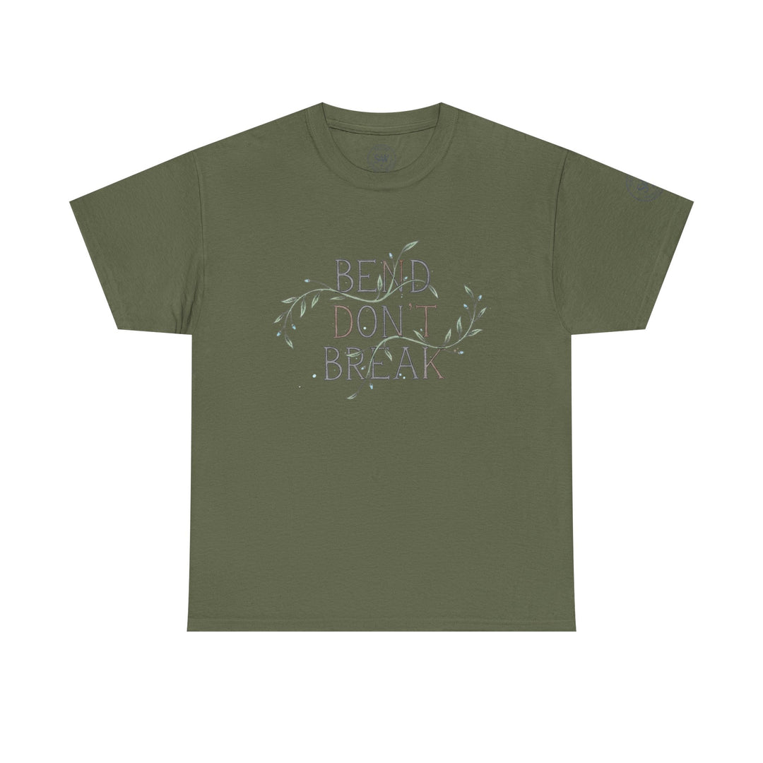 Olive green T-shirt by S&amp;W Gallus, featuring "Bend Don&
