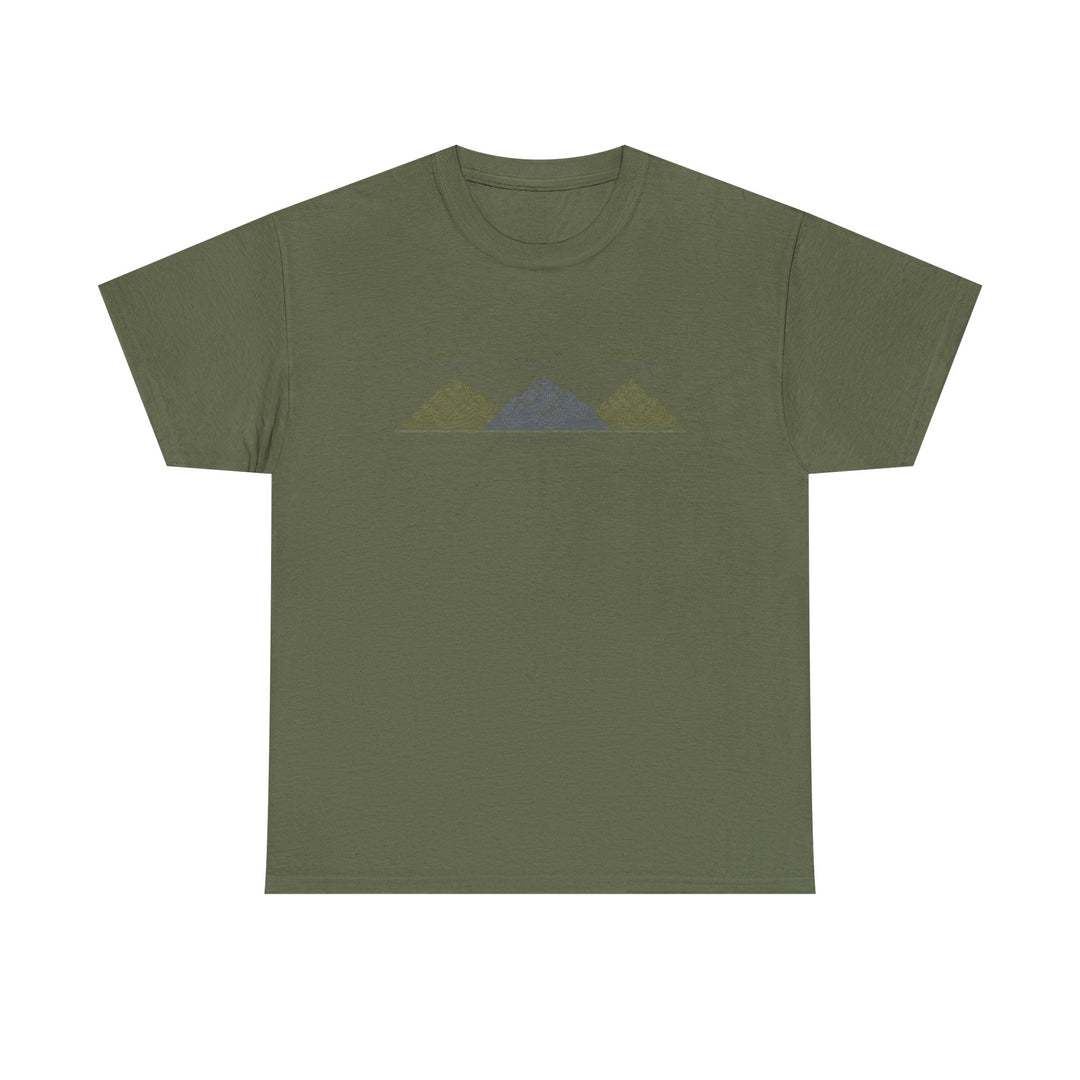 Three Peaks Challenge Graphic T-Shirt — Retro UK Mountain Hiking Tee