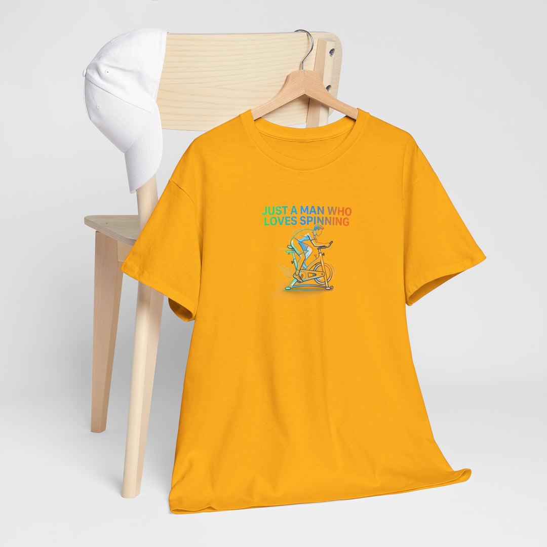 Spinner Enthusiast T-Shirt — "Just a Man Who Loves Spinning" Graphic Tee