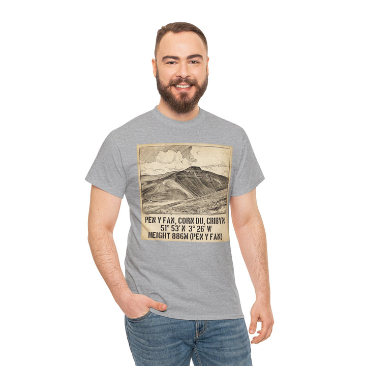 Pen y Fan Summit Coordinates T-Shirt — Vintage Mountain Peak Tee