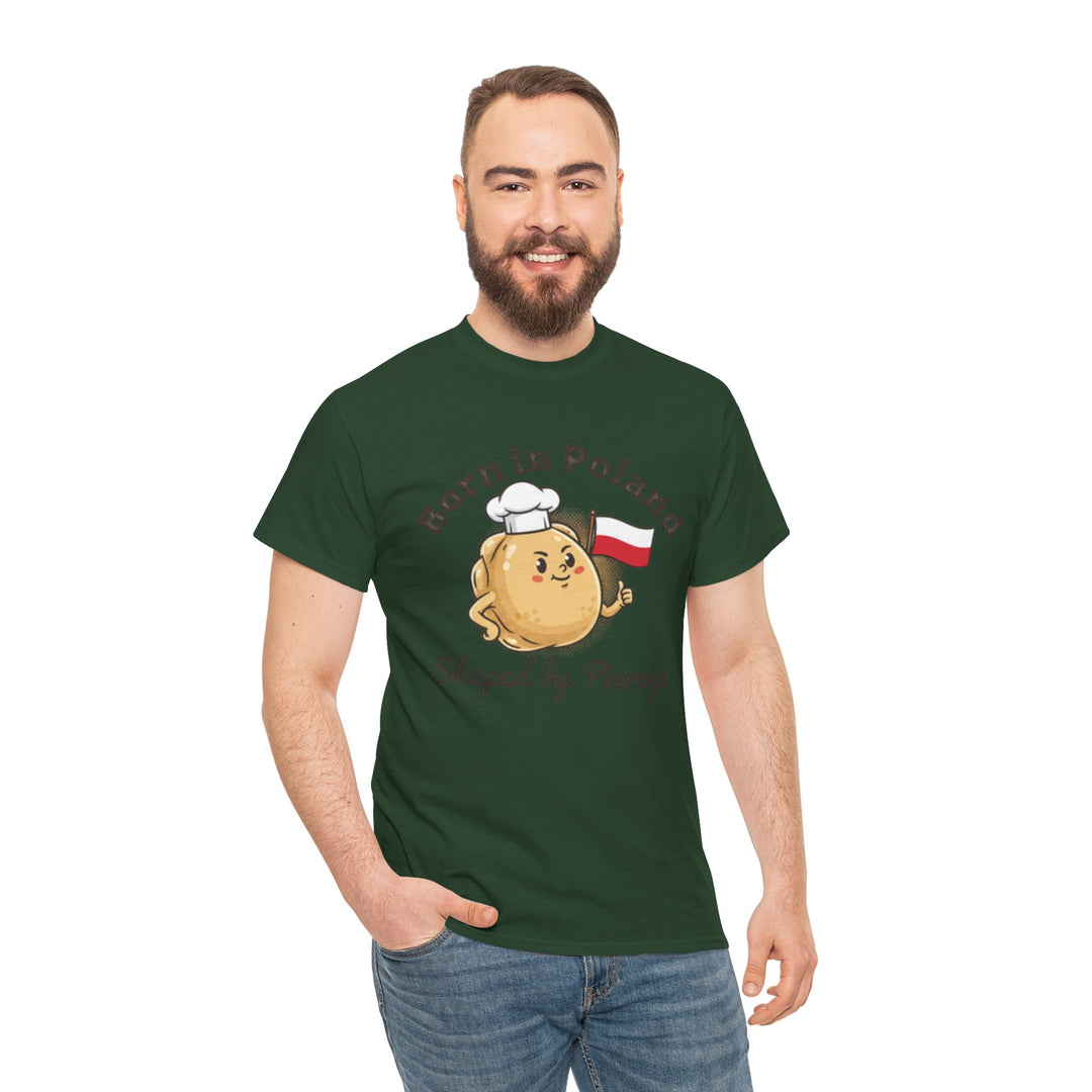 Born in Poland T-Shirt — "Shaped by Pierogi" Polish Pride Tee