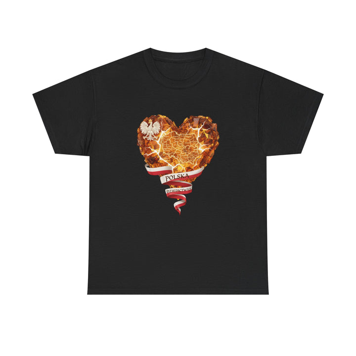Polish Pride Heart Flame Tee | Polska Heritage T-Shirt