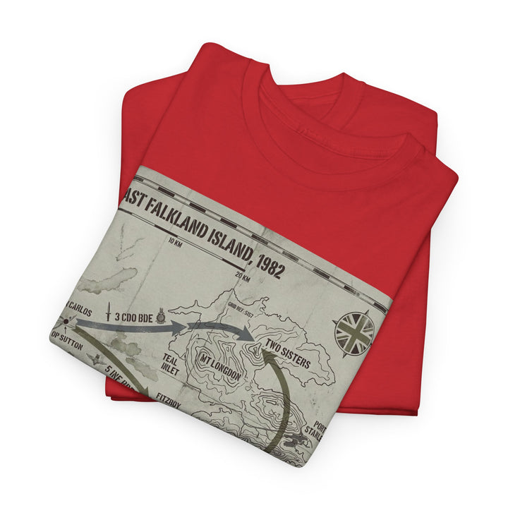 East Falkland 1982 Map T-Shirt — Port Stanley Victory Graphic