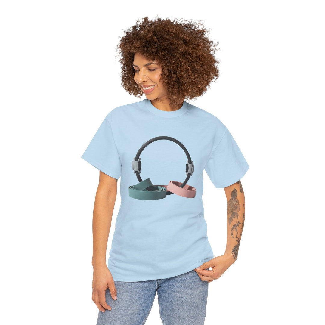 Pilates Band Workout Shirt – soft, breathable fabric designed for resistance band exercises. Comfortable, flexible, and perfect for Pilates sessions or workouts.