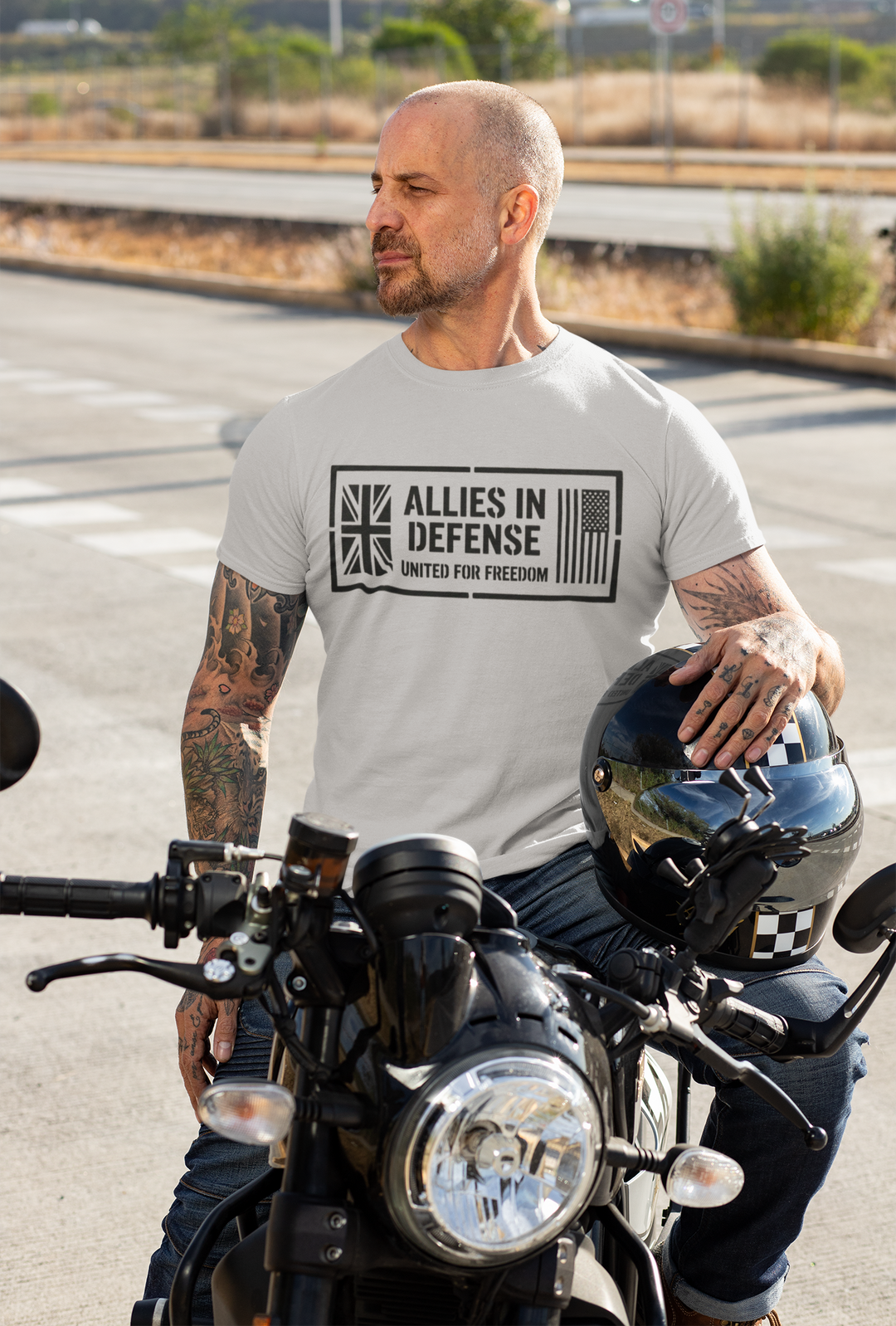 UK &amp; US Allies Defence Veteran Tee — Flags on Sleeves