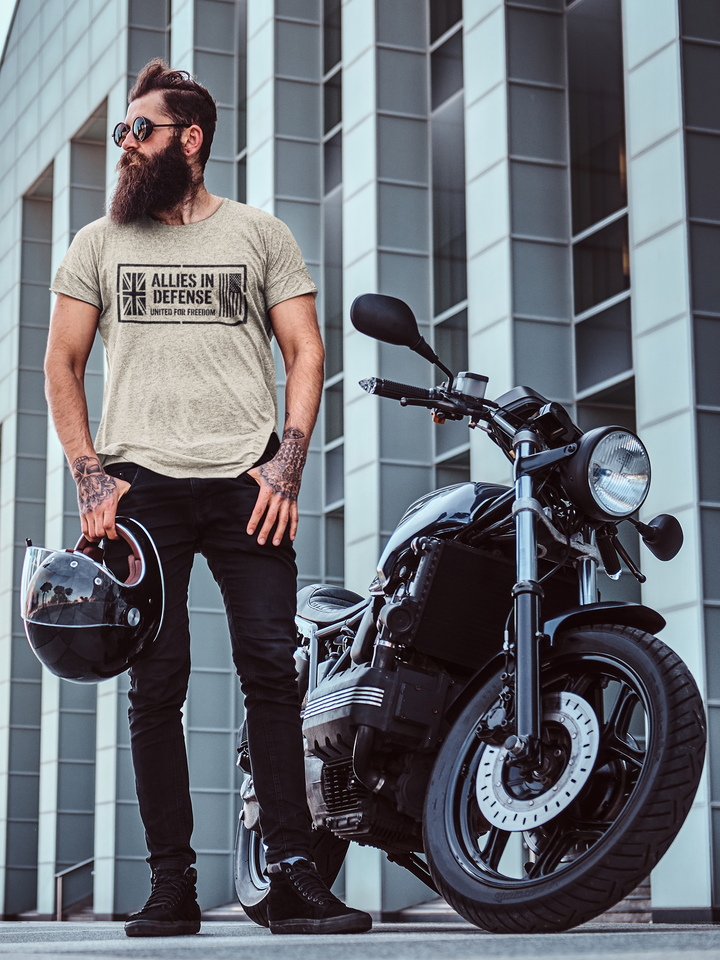 UK &amp; US Allies Defence Veteran Tee — Flags on Sleeves