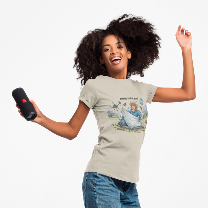 Blasted British Blow Graphic T-Shirt — Retro UK Camping Adventure Tee