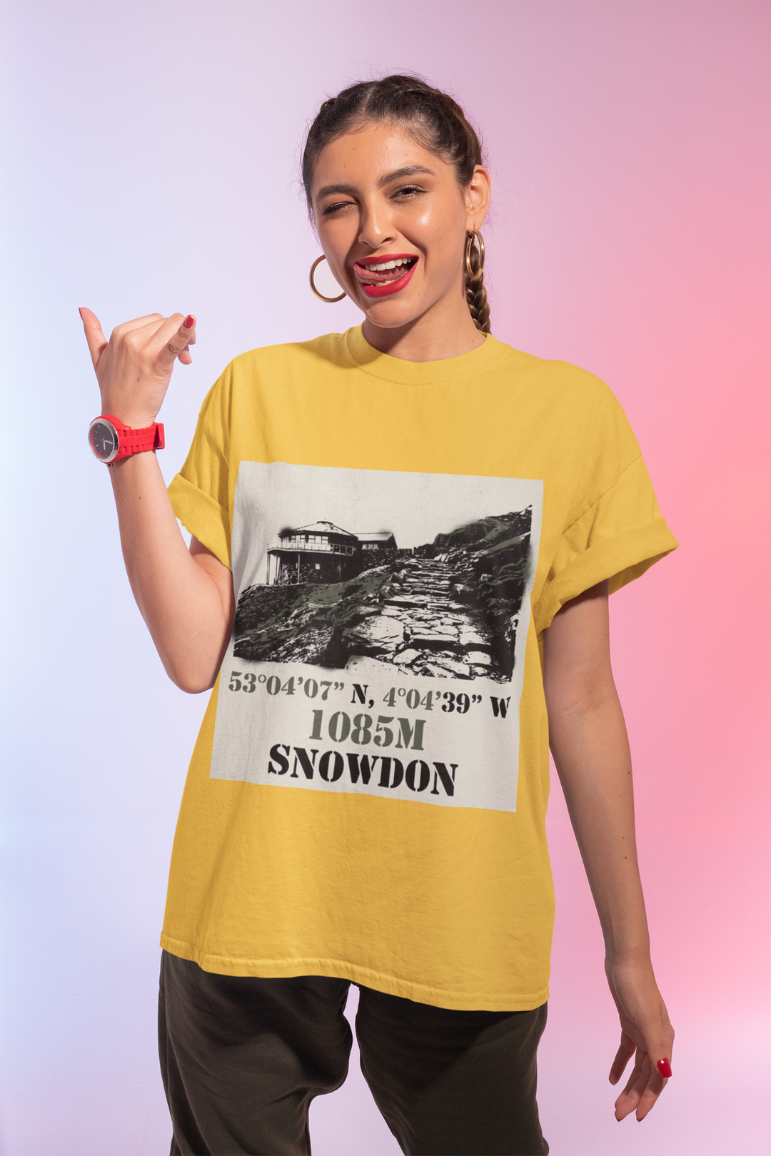 Snowdon 1085m Vintage Summit Tee — Mountain Coordinates Graphic T‑Shirt
