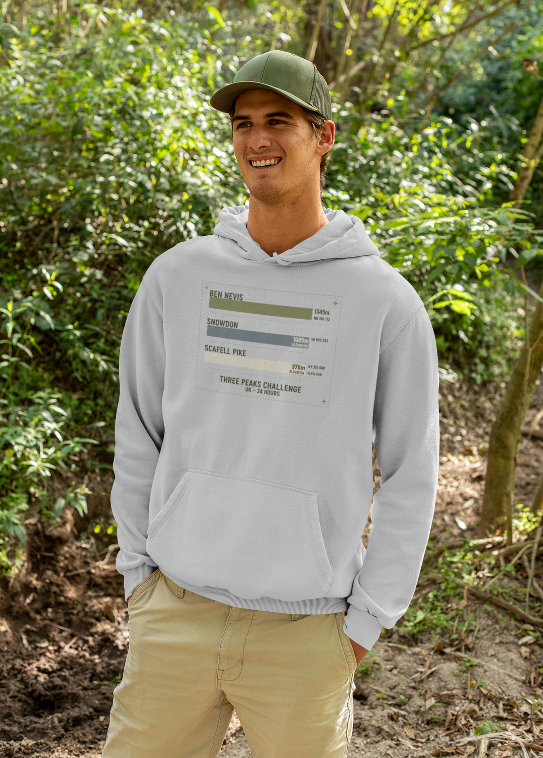 Three Peaks Challenge Hoodie — Retro Ben Nevis, Scafell Pike &amp; Snowdon Pullover