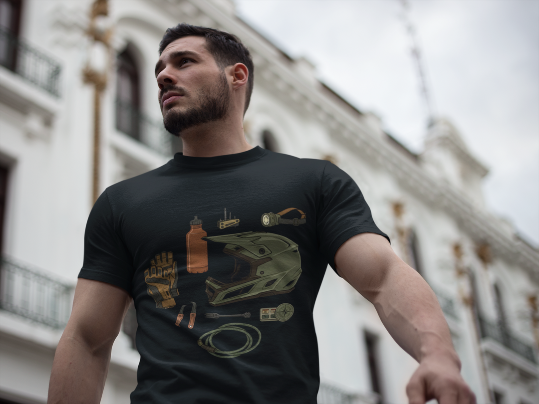 MTB Gear Layout T-Shirt — Mountain Bike Essentials Tee