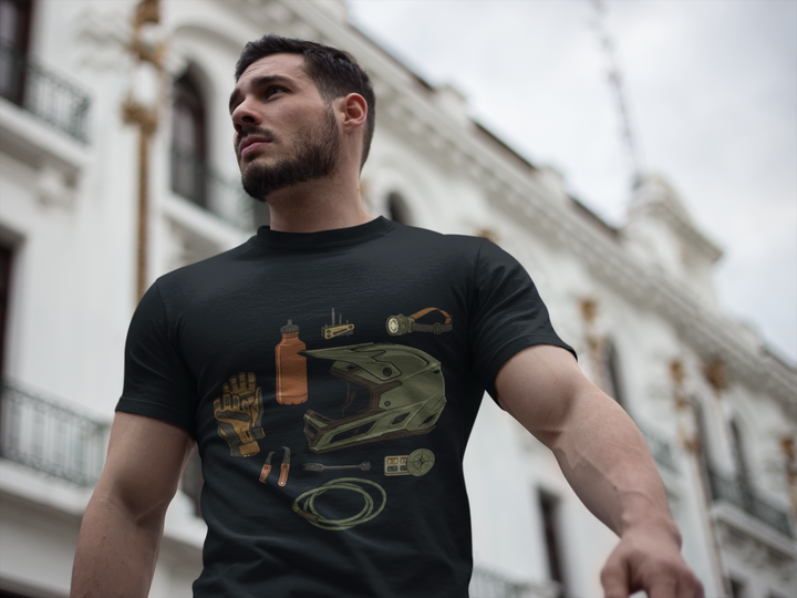 MTB Gear Layout T-Shirt — Mountain Bike Essentials Tee