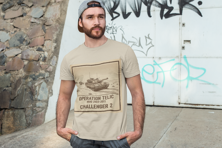 Challenger 2 Op Telic T-Shirt — Iraq 2003 Armoured Heritage Graphic