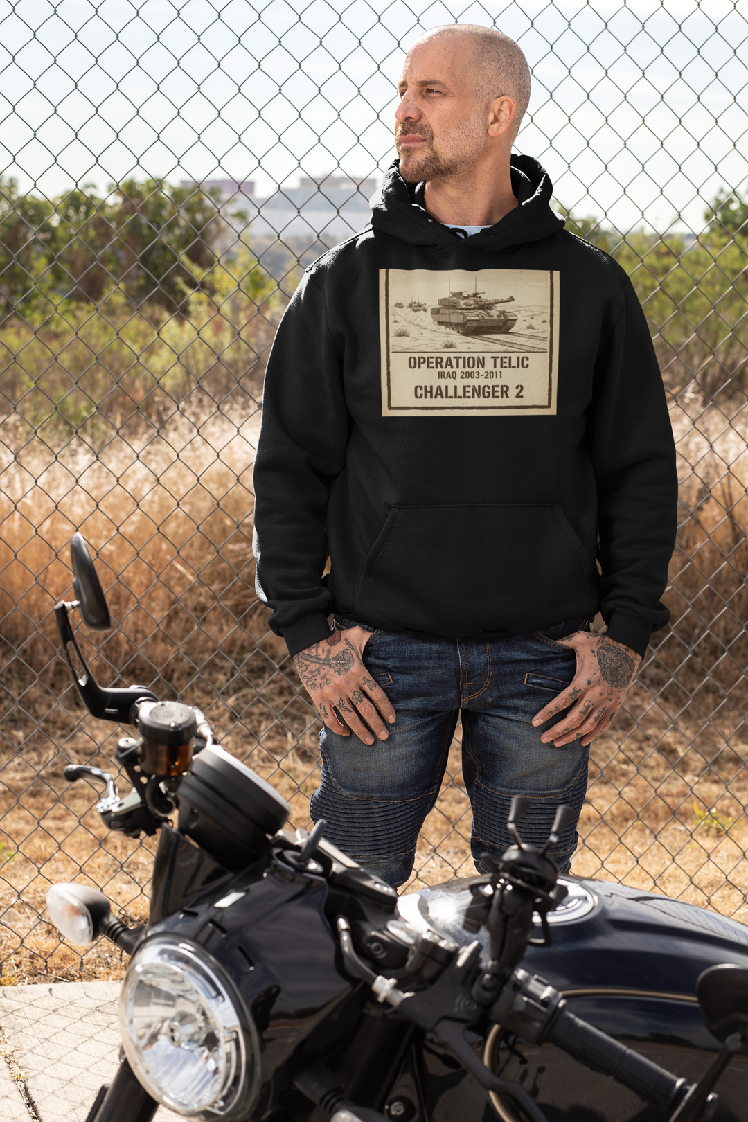 Challenger 2 Op Telic Hoodie — Iraq 2003 Armoured Heritage Graphic