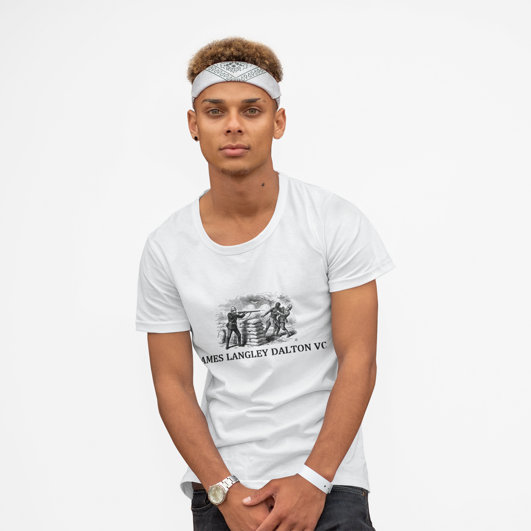 Dalton VC Rorke’s Drift Tribute T-Shirt honoring James Langley Dalton’s courage in 1879. A bold Anglo-Zulu War heritage design.