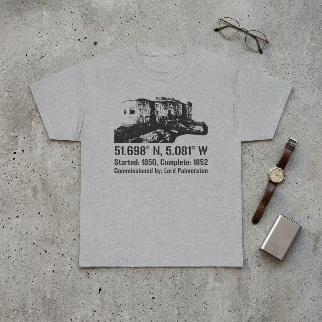 Stack Rock Fort T‑Shirt — Coastal Landmark Graphic Tee