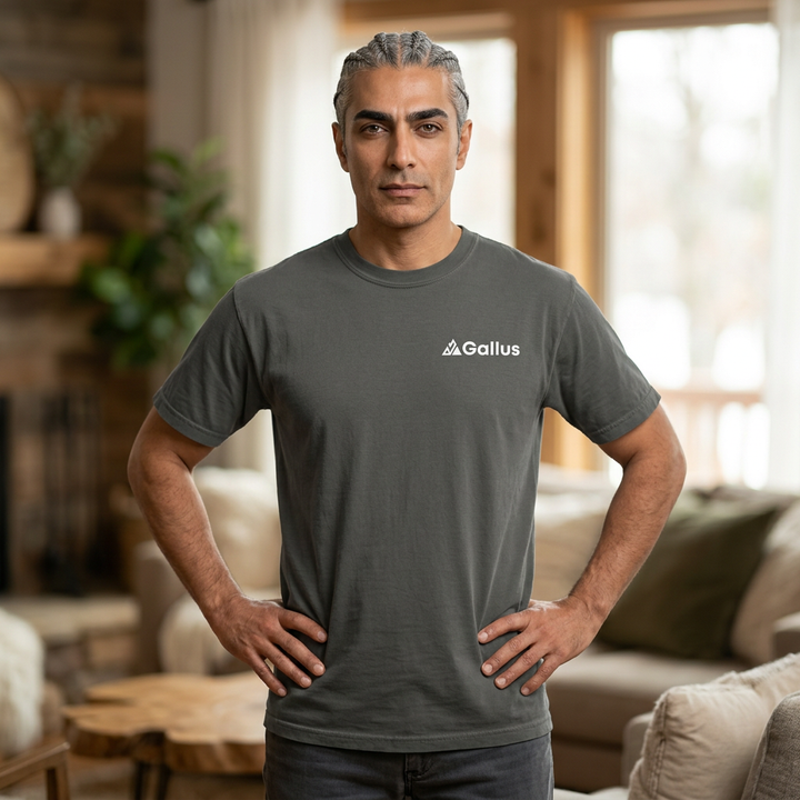 Adventure Series T-Shirt — Front Logo &amp; Grid of Outdoor Activities