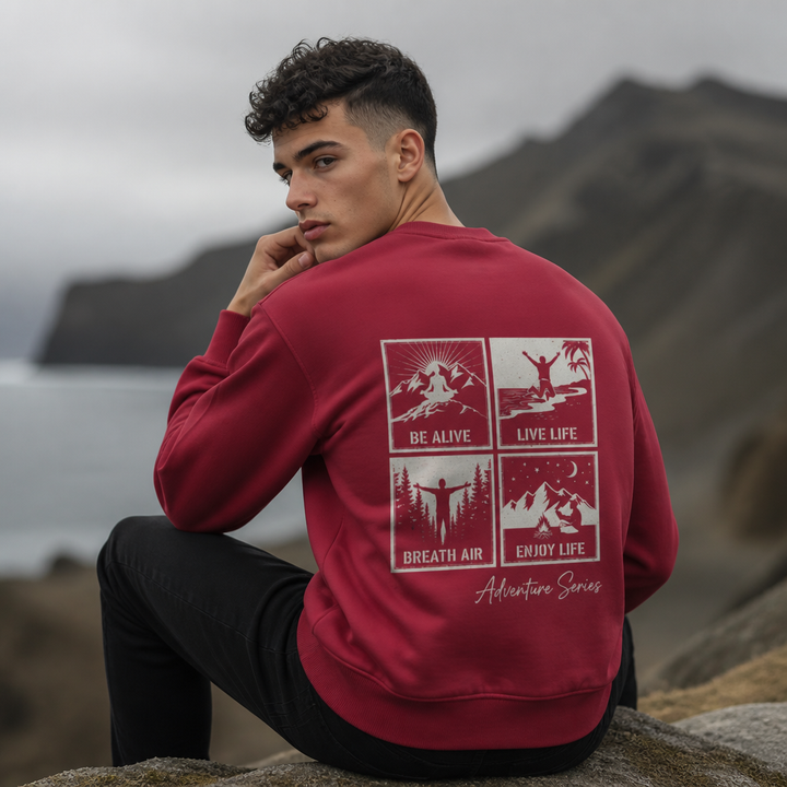 Adventure Sweatshirt — "Be Alive, Live Life" Outdoor Crewneck