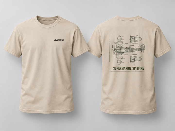 Supermarine Spitfire Blueprint T-Shirt historical T-shirt design by S&amp;W Gallus