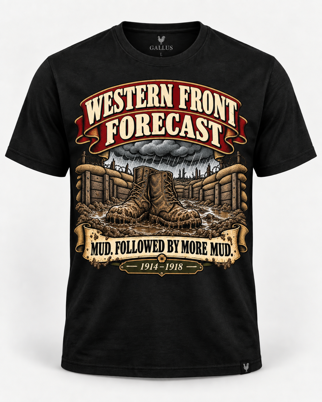 Western Front trench weather forecast WWI military humour T-shirt