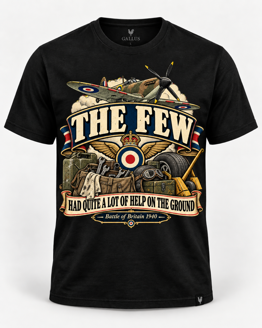 Spitfire T-Shirt — “The Few Had Quite a Lot of Help on the Ground” WWII Humour Tee