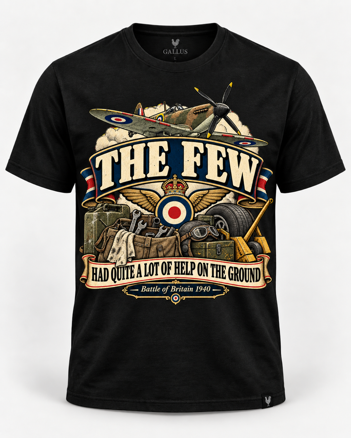Spitfire T-Shirt — “The Few Had Quite a Lot of Help on the Ground” WWII Humour Tee