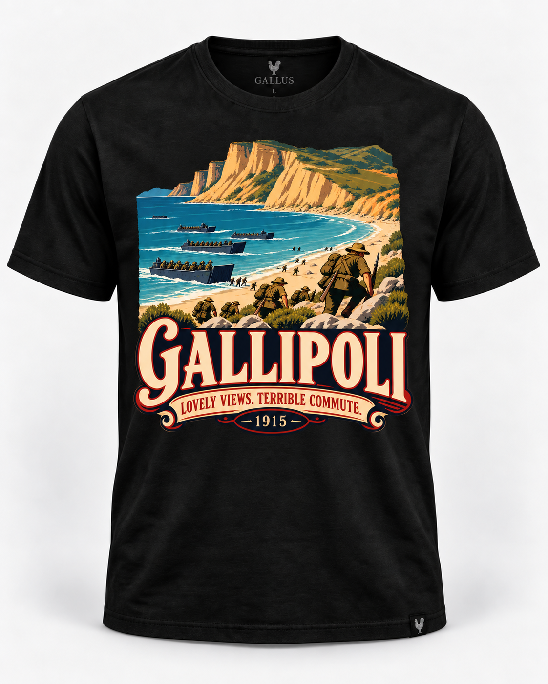 Gallipoli Lovely Views Terrible Commute WWI military humour T-shirt