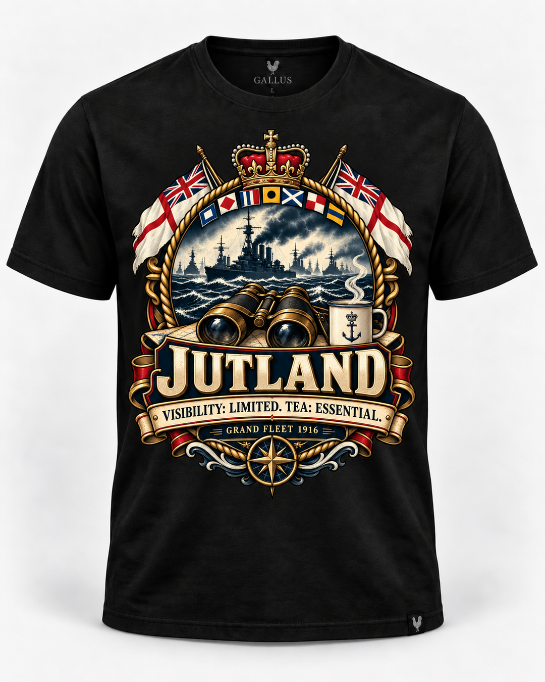 Battle of Jutland WWI naval history T-shirt with vintage battleship artwork