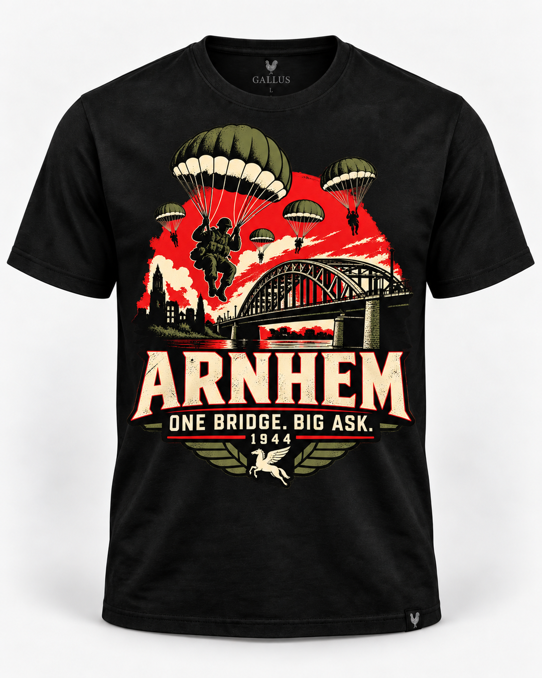 Arnhem One Bridge Big Ask WWII paratrooper humour T-shirt design