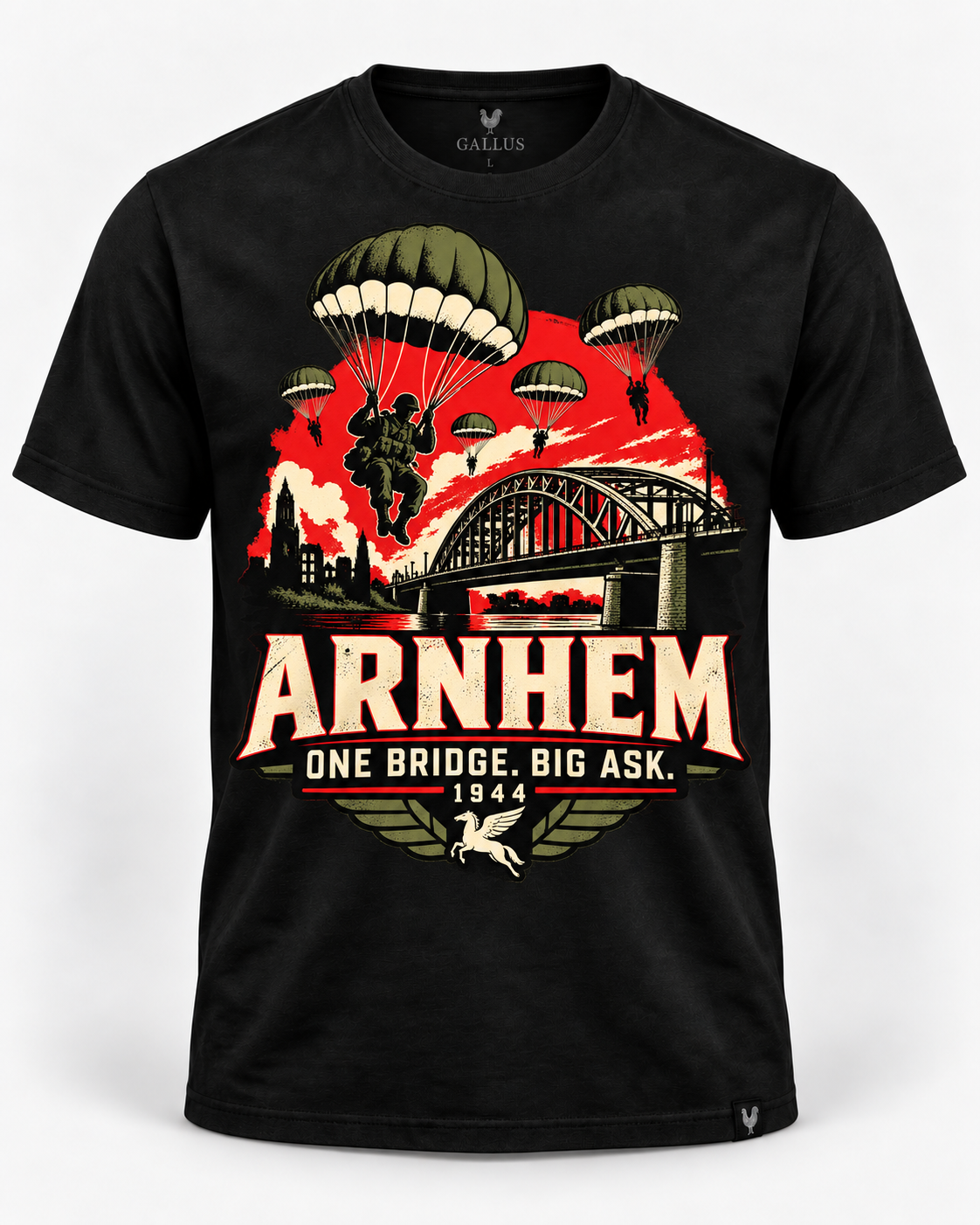 Arnhem One Bridge Big Ask WWII paratrooper humour T-shirt design