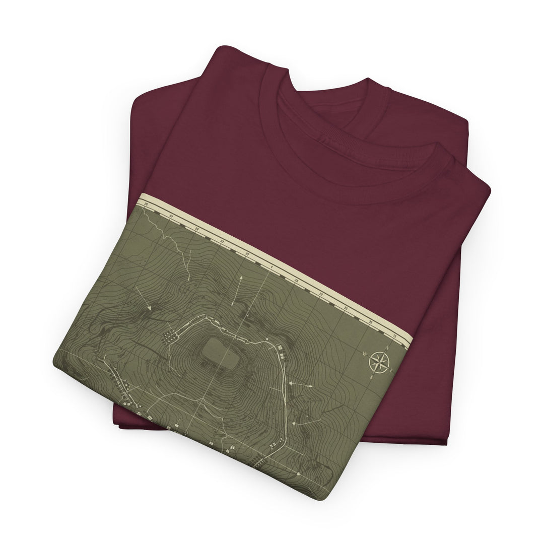 Isandlwana Map Print T-Shirt featuring a vintage topographic design. A bold heritage graphic tee inspired by historic terrain.