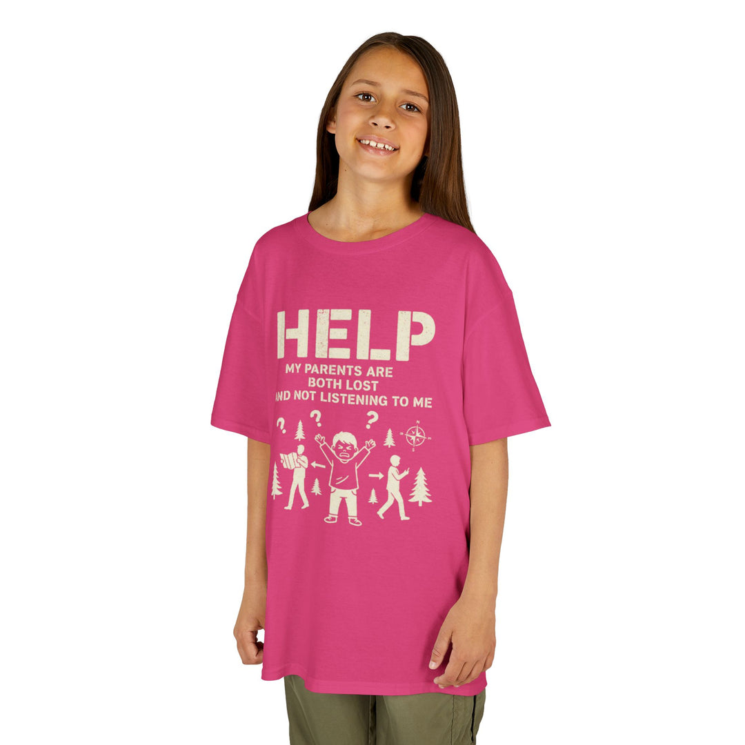 Kids T‑Shirt — "HELP My Parents Are Both Lost And Not Listening To Me" Funny Holiday Graphic