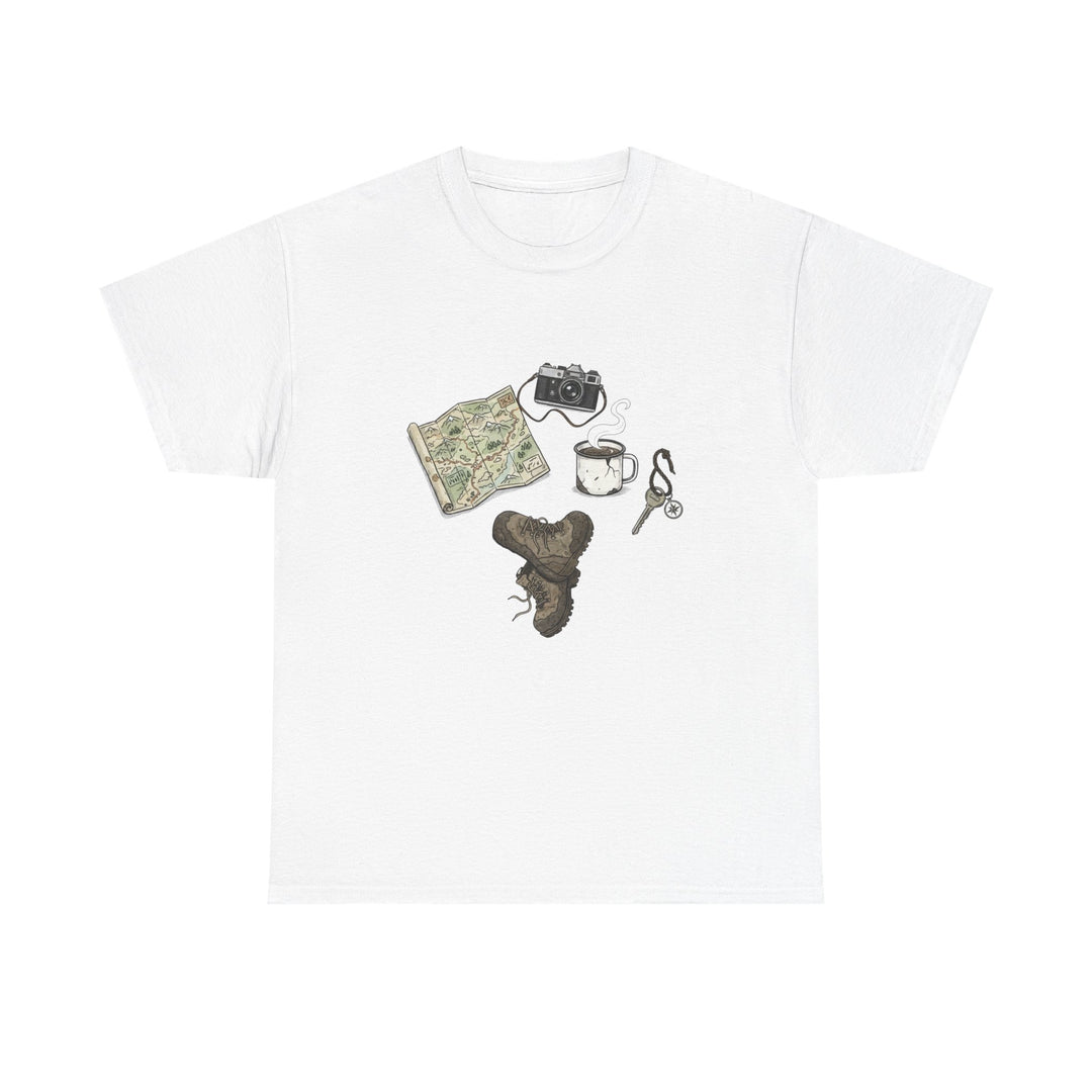 Retro Mountain Camping Gear Graphic T-Shirt - Outdoor Adventure Tee