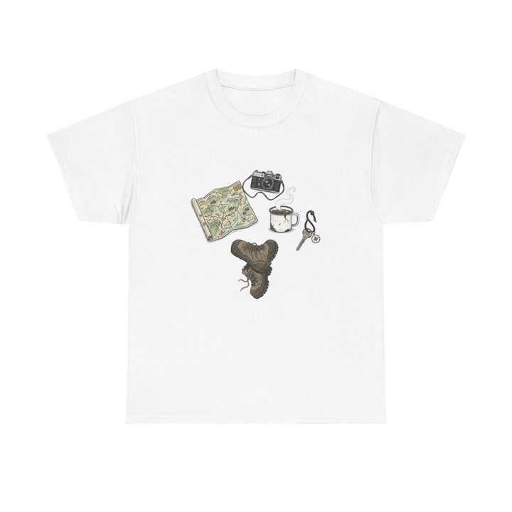 Retro Mountain Camping Gear Graphic T-Shirt - Outdoor Adventure Tee