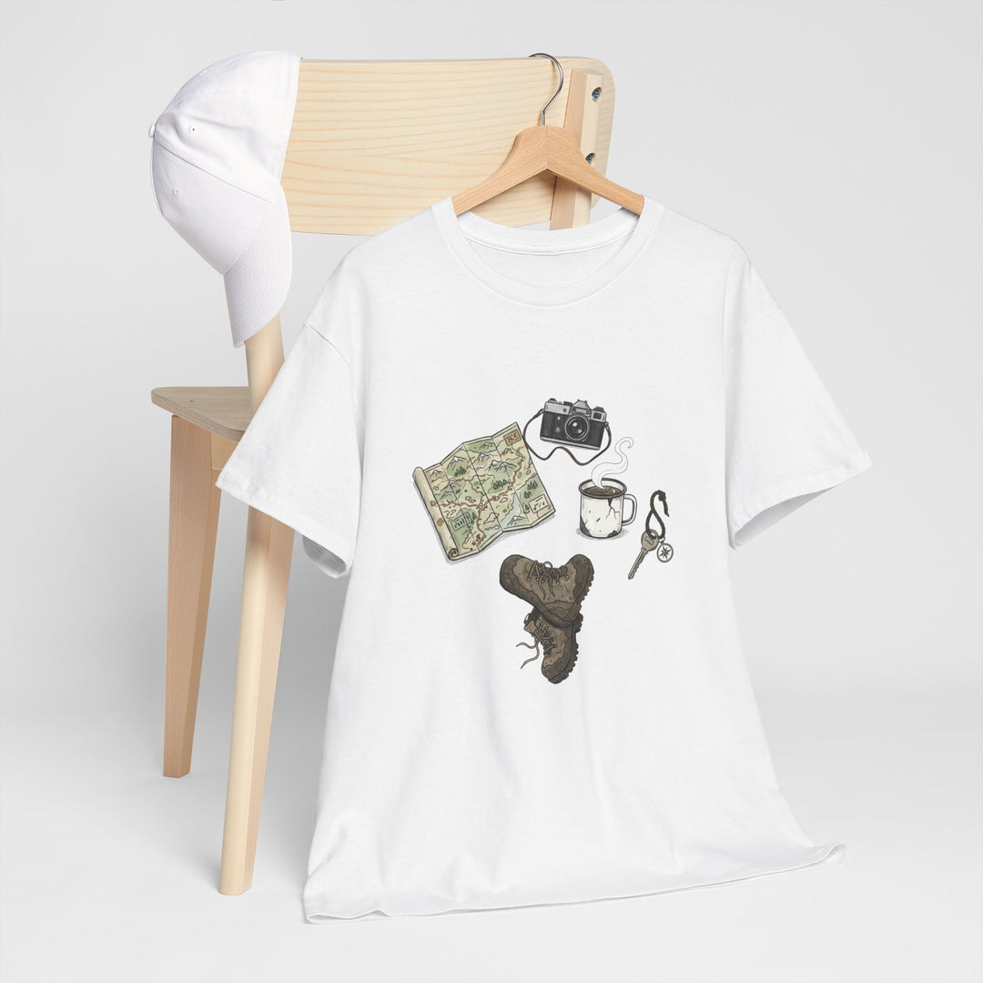 Retro Mountain Camping Gear Graphic T-Shirt - Outdoor Adventure Tee
