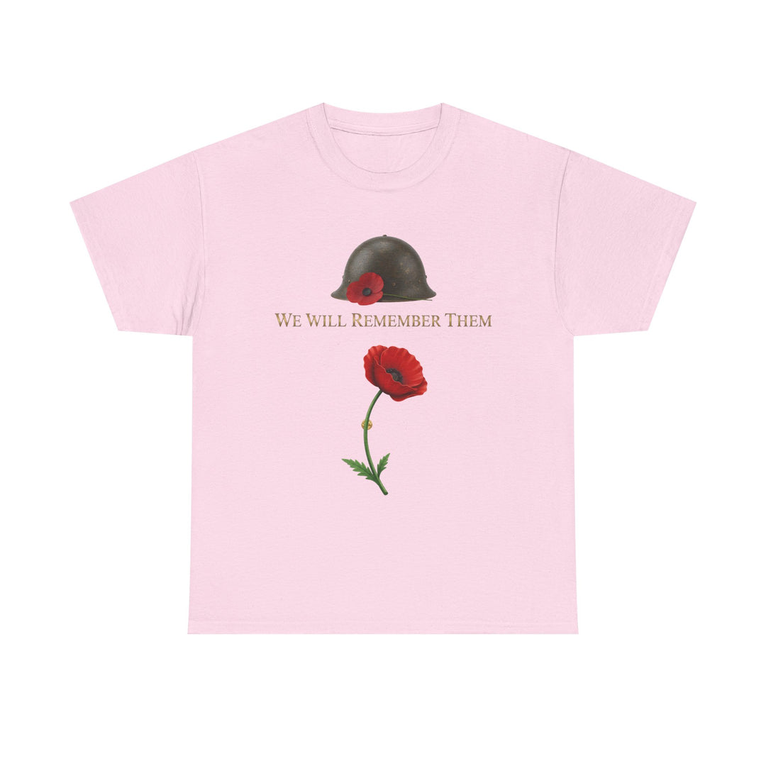 Poppy &amp; Helmet T-Shirt — Remembrance Floral Military Tribute Tee