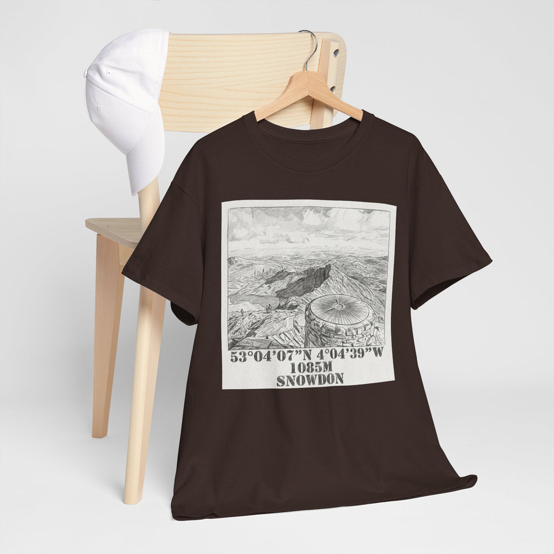 Snowdon Mountain Tee — Vintage Map Illustration with Coordinates