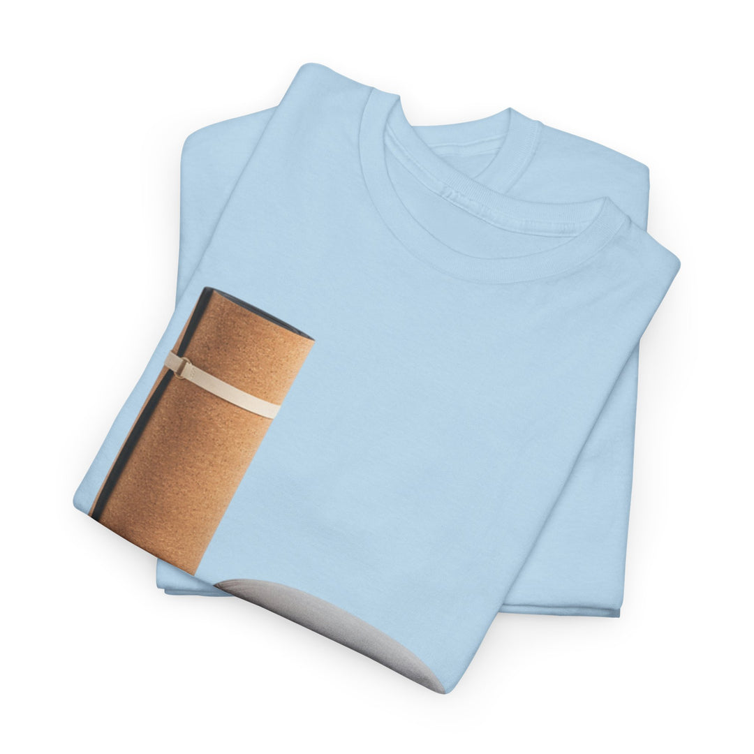 Mat &amp; Meditation Cushion Tee – soft, breathable cotton featuring a yoga-inspired design. Perfect for meditation, studio practice, or mindful everyday wear.