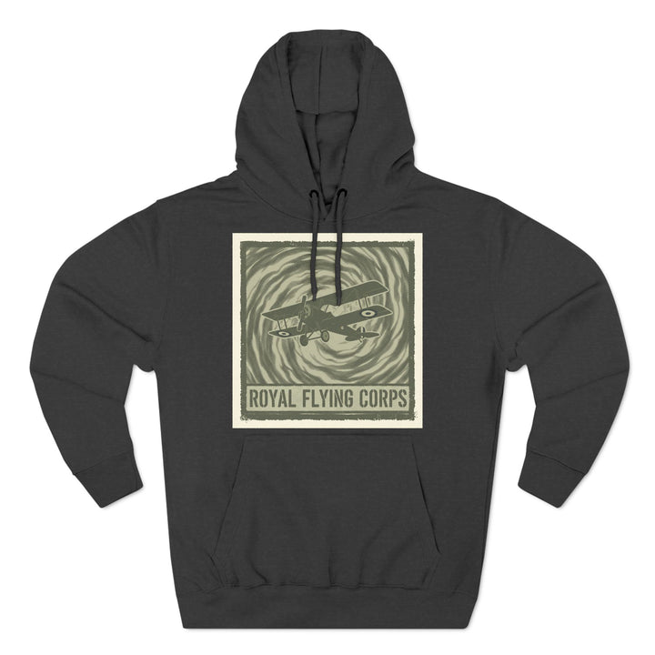 Dark gray hoodie by S&amp;W Gallus featuring a biplane graphic and &