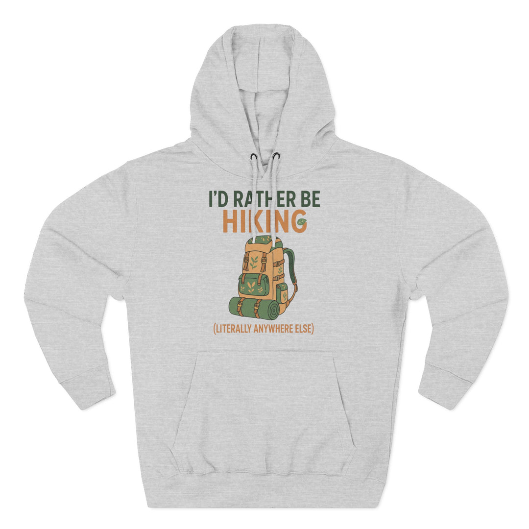 Gray hooded sweatshirt by S&amp;W Gallus featuring a hiking backpack graphic and "I&