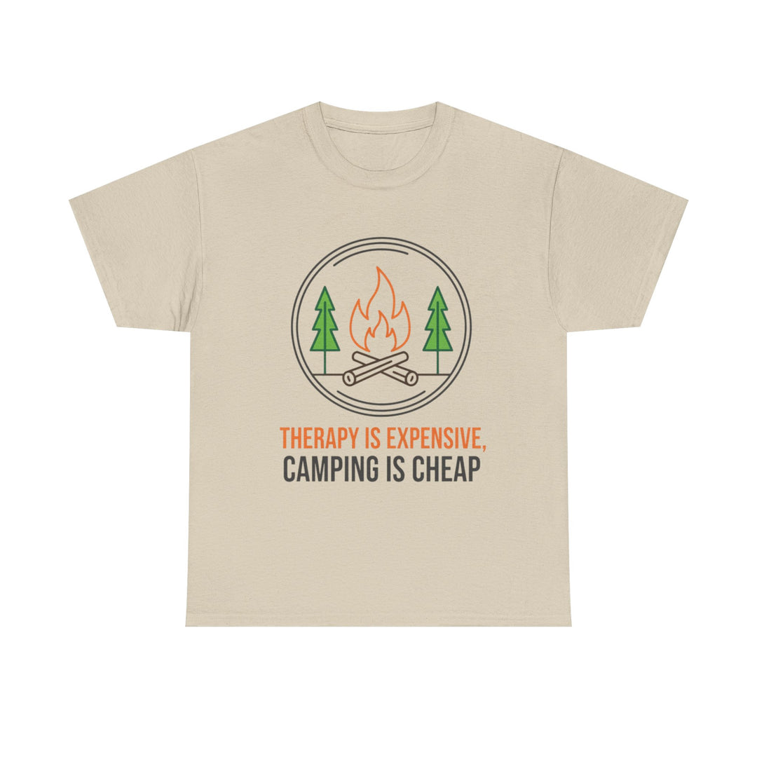 Funny Camping Therapy T-Shirt — Retro Campfire Graphic Adventure Tee