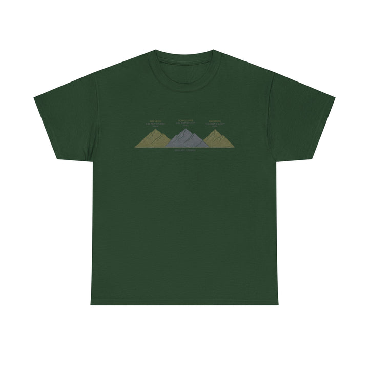Three Peaks Challenge Graphic T-Shirt — Retro UK Mountain Hiking Tee