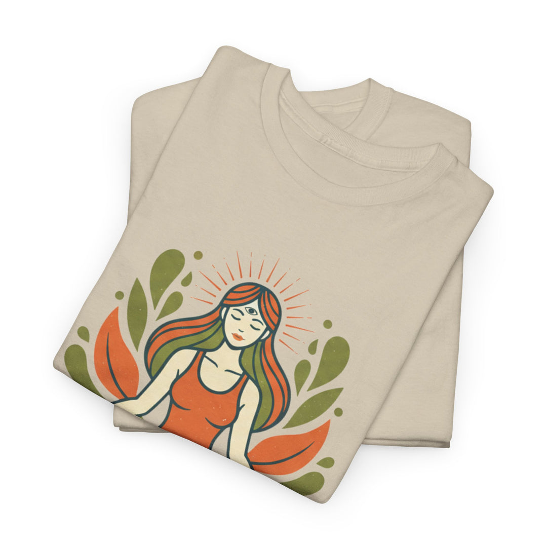 Yoga Meditation Tee – soft, breathable cotton designed for meditation and yoga practice. Comfortable, relaxed fit perfect for studio or casual wear.