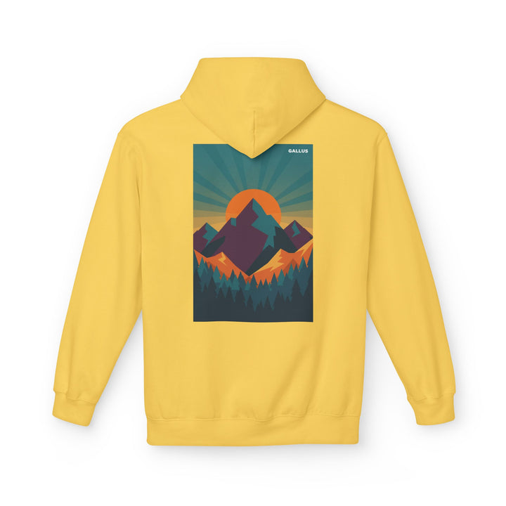 Sunset Mountain Hoodie — Retro Outdoors Graphic Pullover