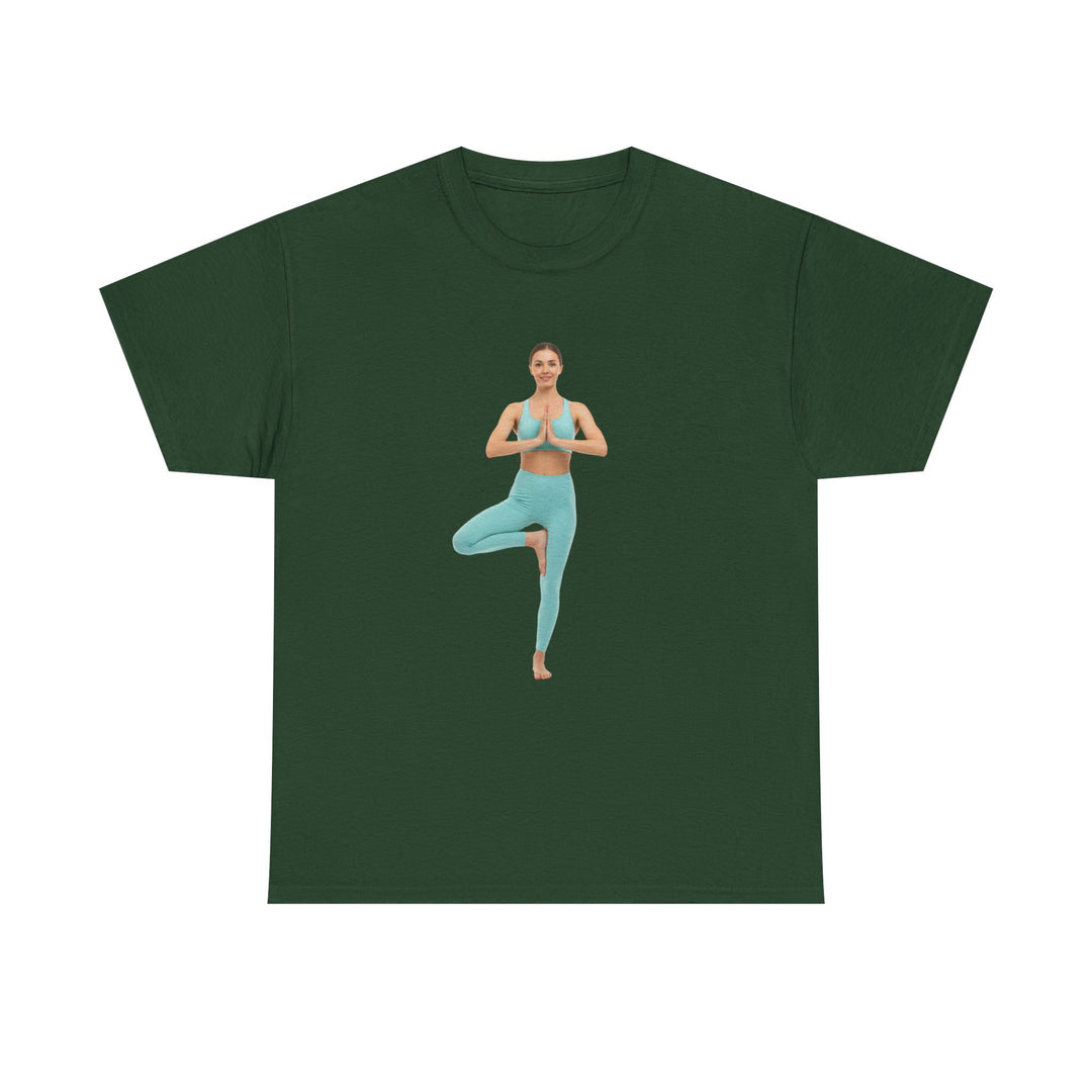 Yoga Pose Tee – soft, breathable cotton featuring a stylish yoga pose design. Perfect for yoga practice, meditation, or casual mindful lifestyle wear.
