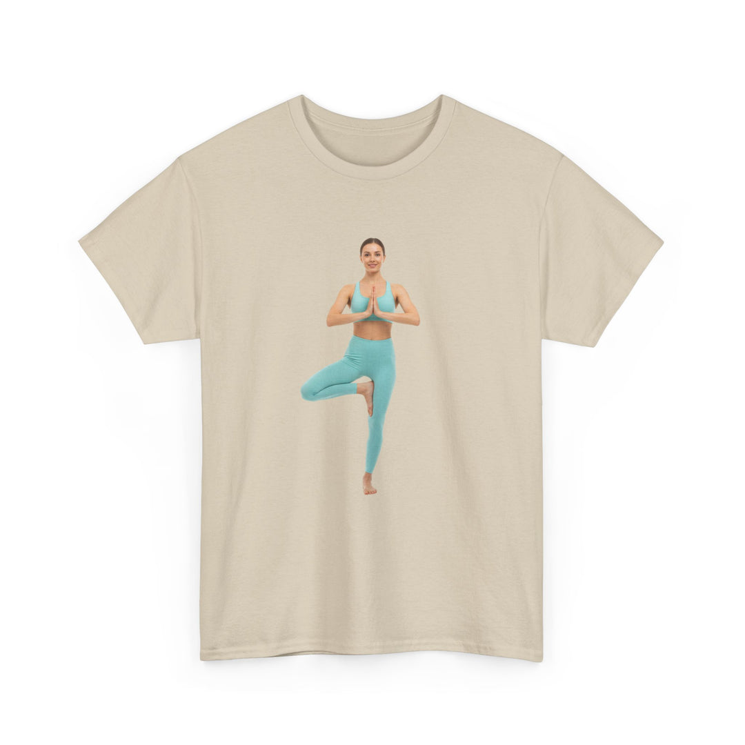 Yoga Pose Tee – soft, breathable cotton featuring a stylish yoga pose design. Perfect for yoga practice, meditation, or casual mindful lifestyle wear.