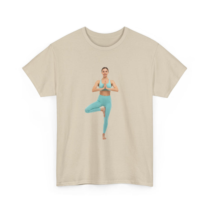 Yoga Pose Tee – soft, breathable cotton featuring a stylish yoga pose design. Perfect for yoga practice, meditation, or casual mindful lifestyle wear.