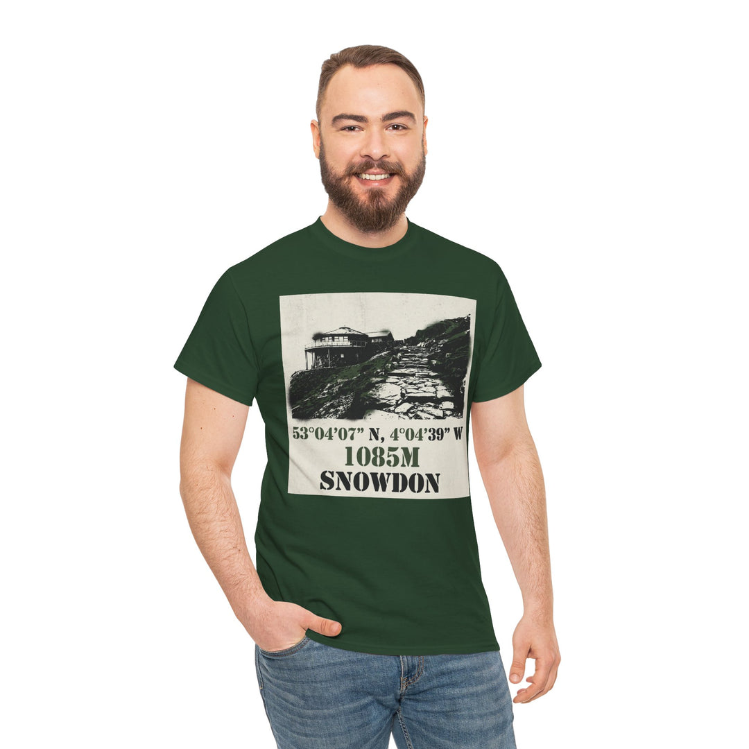 Snowdon 1085m Vintage Summit Tee — Mountain Coordinates Graphic T‑Shirt