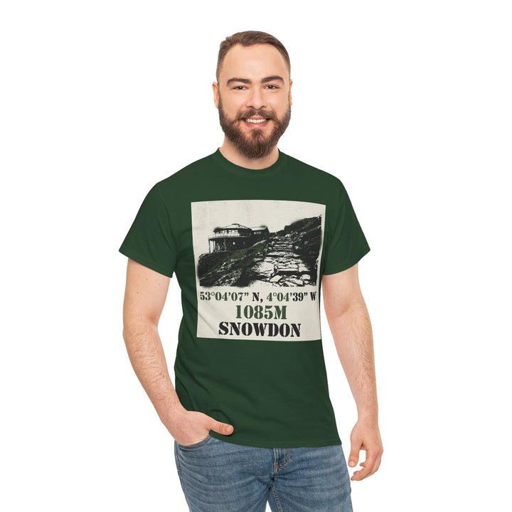 Snowdon 1085m Vintage Summit Tee — Mountain Coordinates Graphic T‑Shirt
